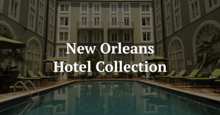 Poolside shot with hotel in background from New Orleans Hotel Collection