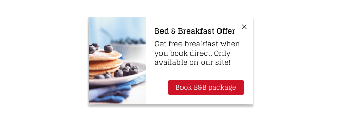 Nudge Message displaying a bed and breakfast offer