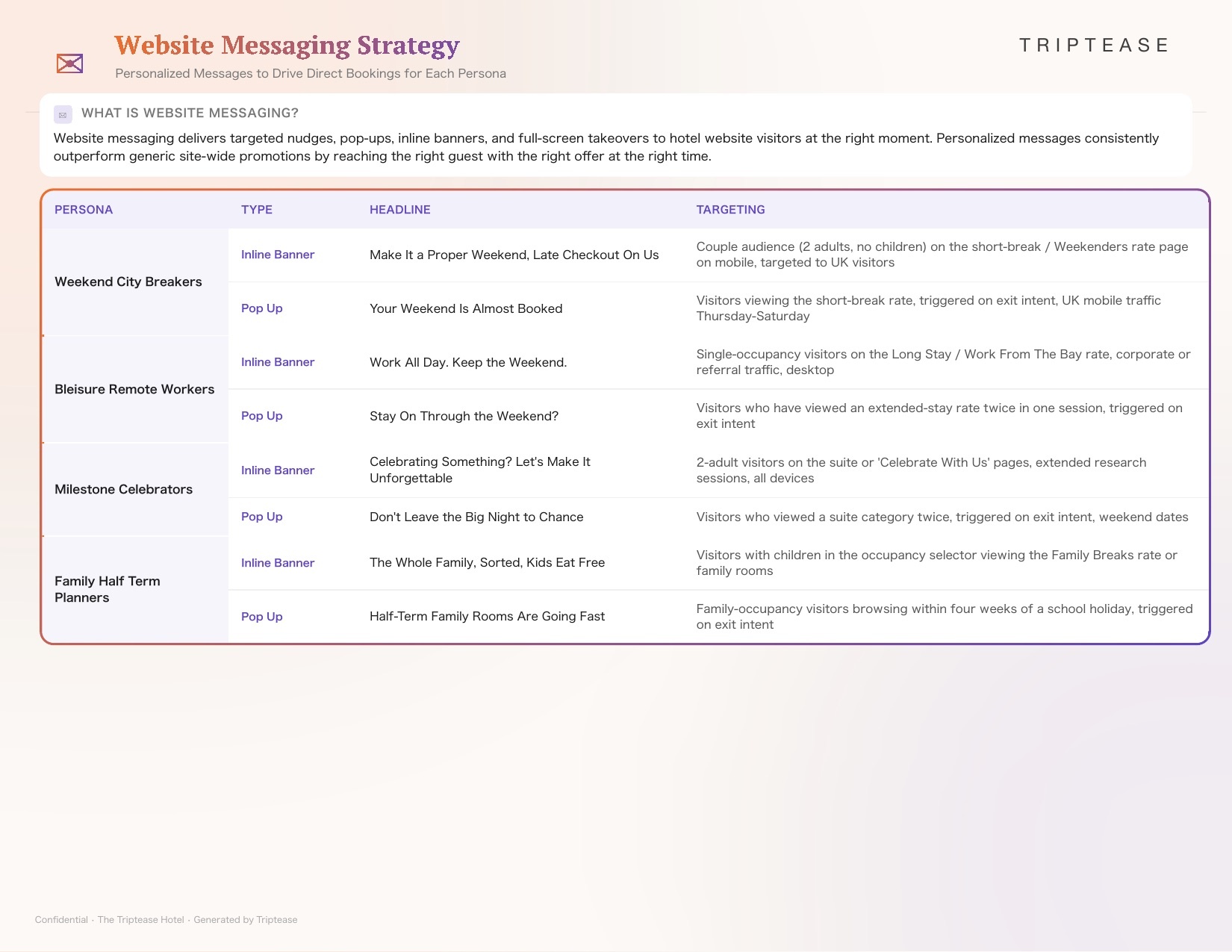 Sample Guest Personas report — page 10