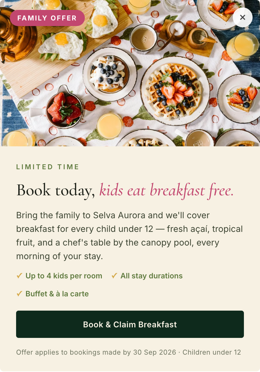 Selva Aurora — kids eat breakfast free