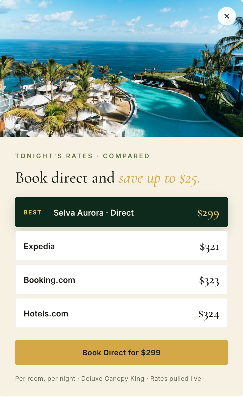 Selva Aurora — direct-rate price match